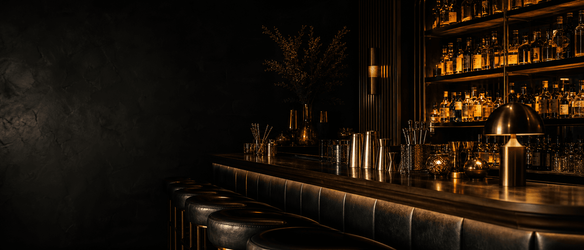 Illustrative bar scene in bold cinematic style (decorative, not the actual business)