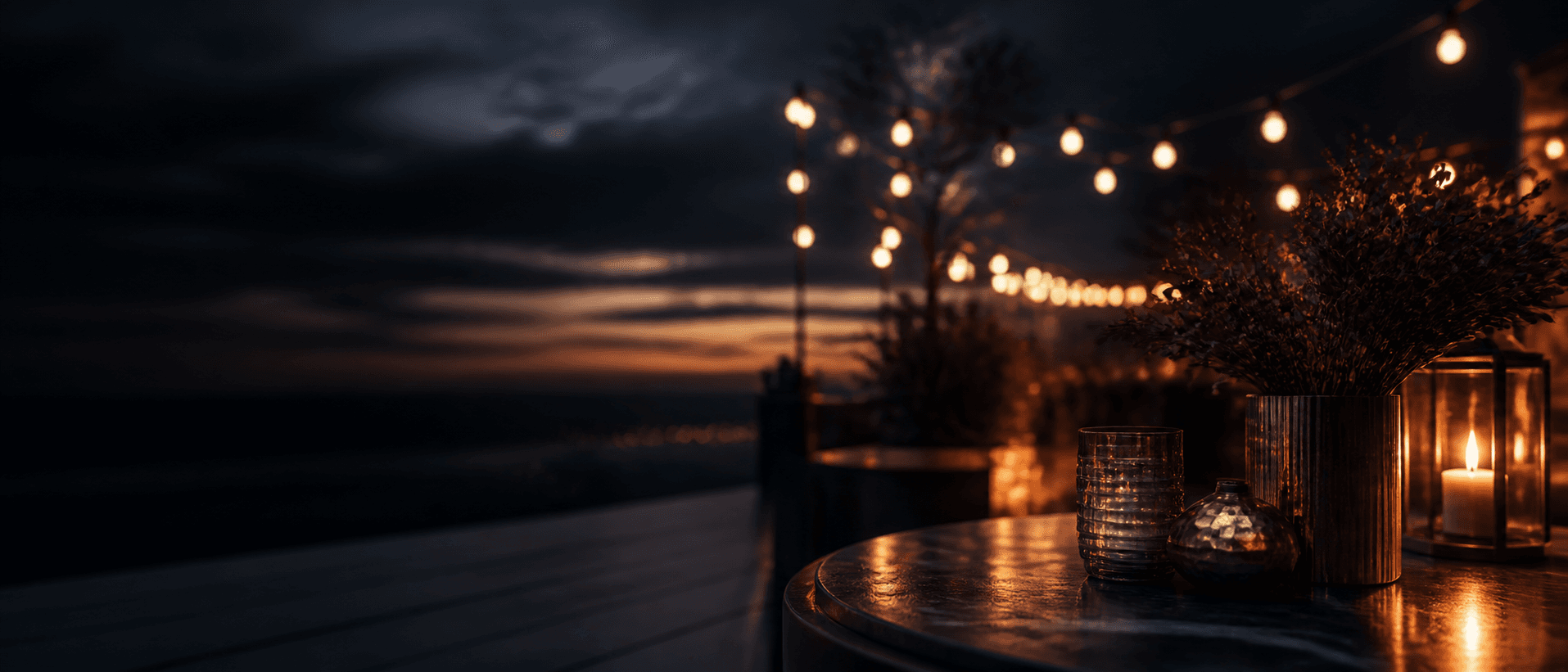 Illustrative events creative scene in bold cinematic style (decorative, not the actual business)