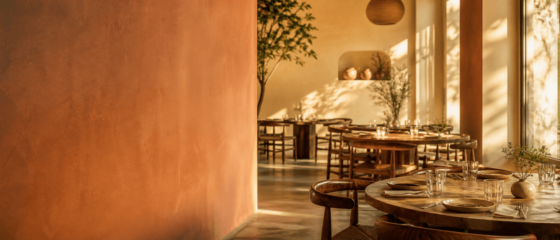 Illustrative restaurant scene in warm editorial style (decorative, not the actual business)