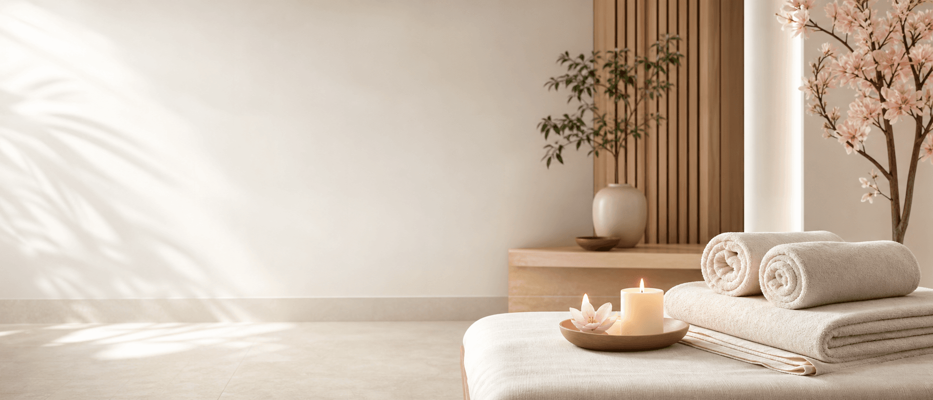 Illustrative salon spa scene in fresh minimal style (decorative, not the actual business)